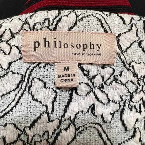 Black, grey, and white patterned blazer by philosophy, size medium - Picture 3 of 8